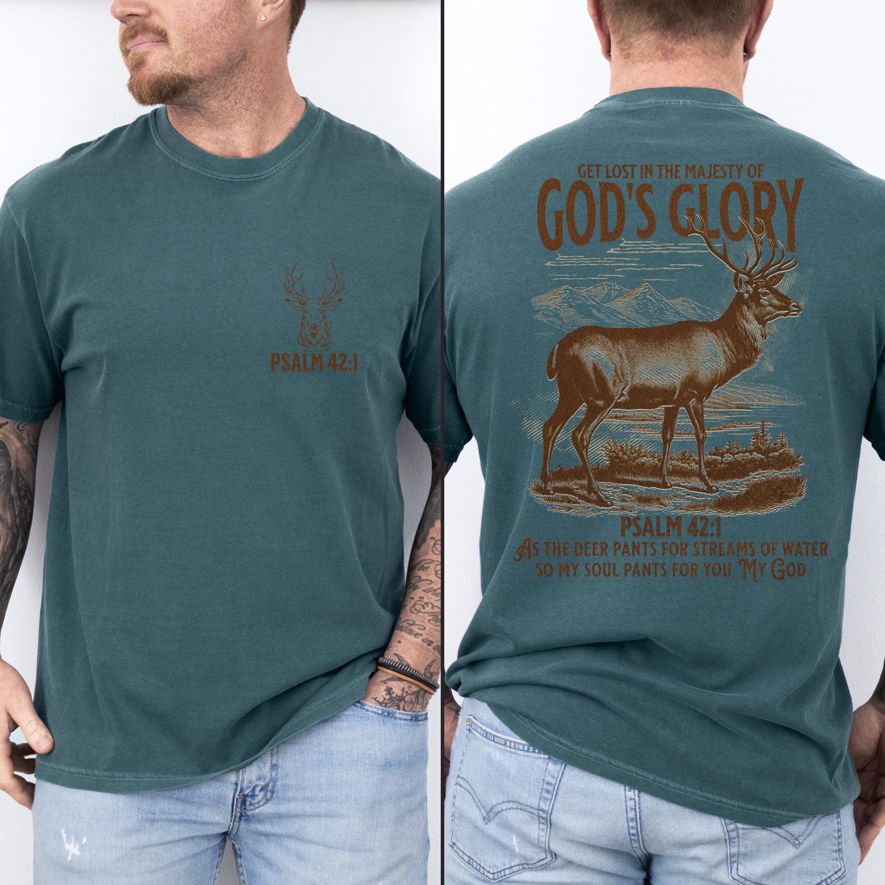 Mens Christian Shirts Bible Verse Shirt Comfort Colors® Hunting Gifts Religious Gifts for Men Father's Day Gift Jesus Shirt Baptism Gift